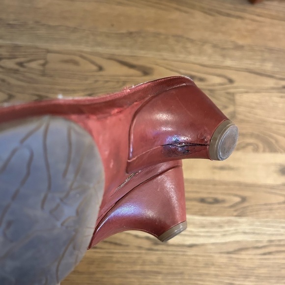 Pikolinos Boho Aztec Leather Mule Slide Open Toe Red  Heel Sandal Size 36 - Picture 7 of 11